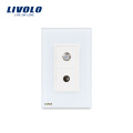 Livolo US-Satellit- und TV-Buchse mit weißem Pearl Crystal Glass Steckdosenstecker VL-C591STV-11